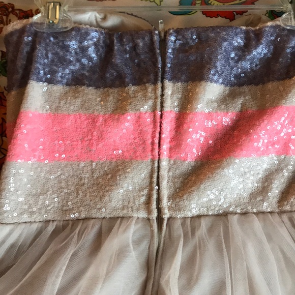 cream, pink, and purple sequin homecoming dress - Picture 3 of 4